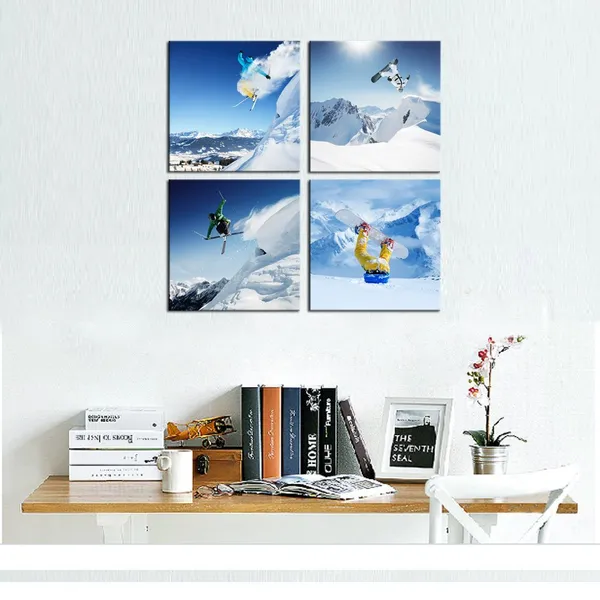Multicolor_Ski_Sport_Canvas_Wall_Art,Snow_Mountain_Landscape_Picture_Photo_Canvas_Print_Wall_Decal,Framed_and_Easy_Hanging,Modern_Home_Decoration_Canvas_Art