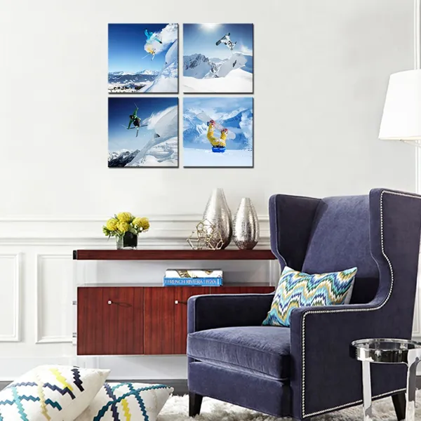 Multicolor_Ski_Sport_Canvas_Wall_Art,Snow_Mountain_Landscape_Picture_Photo_Canvas_Print_Wall_Decal,Framed_and_Easy_Hanging,Modern_Home_Decoration_Canvas_Art