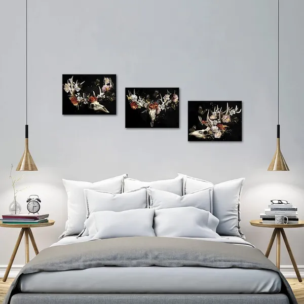 Multicolor_Animal_Skull_Canvas_Wall_Art_Deer_Skull_with_Retro_Flower_Painting_Prints_Artwork_Modern_Fashion_Woman_Bedroom_Western_Home_Decor_(Small)