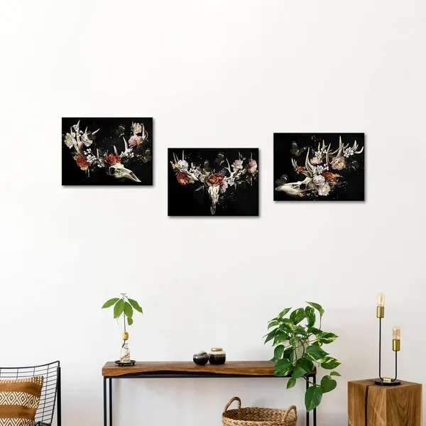 Multicolor_Animal_Skull_Canvas_Wall_Art_Deer_Skull_with_Retro_Flower_Painting_Prints_Artwork_Modern_Fashion_Woman_Bedroom_Western_Home_Decor_(Small)