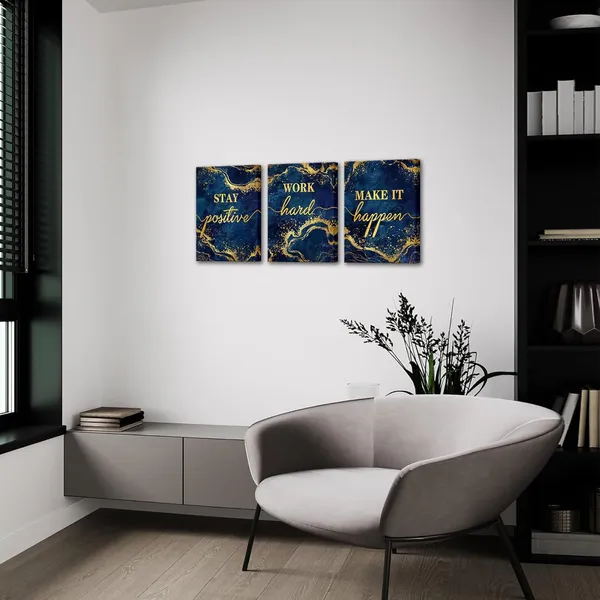 Multicolor_Inspirational_Wall_Art_Stay_Positive_Work_Hard_Make_It_Happen_Office_Wall_Decor_MotivationalEncouraging_Canvas_Prints_Blue_and_Gold_Pictures_Decoration_(Blue)