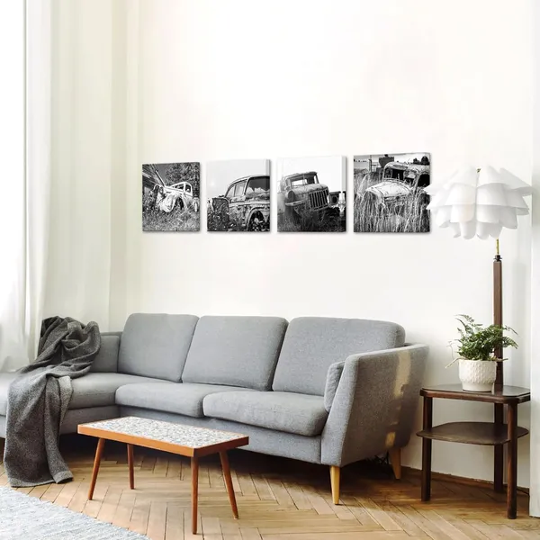 Multicolor_Farmhouse_Old_Truck_Canvas_Wall_Art_Rusty_Car_Pictures_Vintage_Country_Style_Artwork_Farm_Wall_Decorations_(Small)