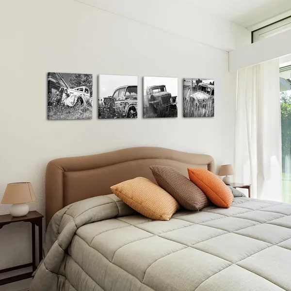 Multicolor_Farmhouse_Old_Truck_Canvas_Wall_Art_Rusty_Car_Pictures_Vintage_Country_Style_Artwork_Farm_Wall_Decorations_(Small)