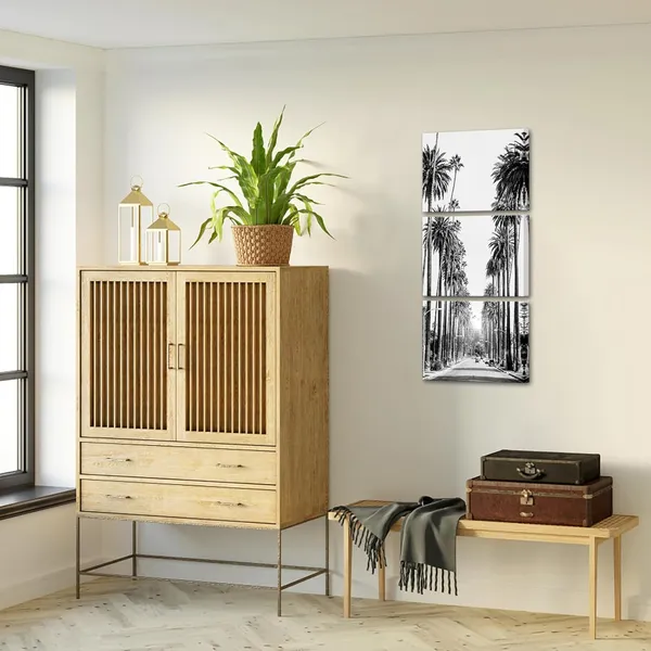 Multicolor_Los_Angeles_Street_Picture_Canvas_Prints_Black_and_White_Palm_Trees_Photography_Wall_Art_Modern_Bathroom_Bedroom_Decor