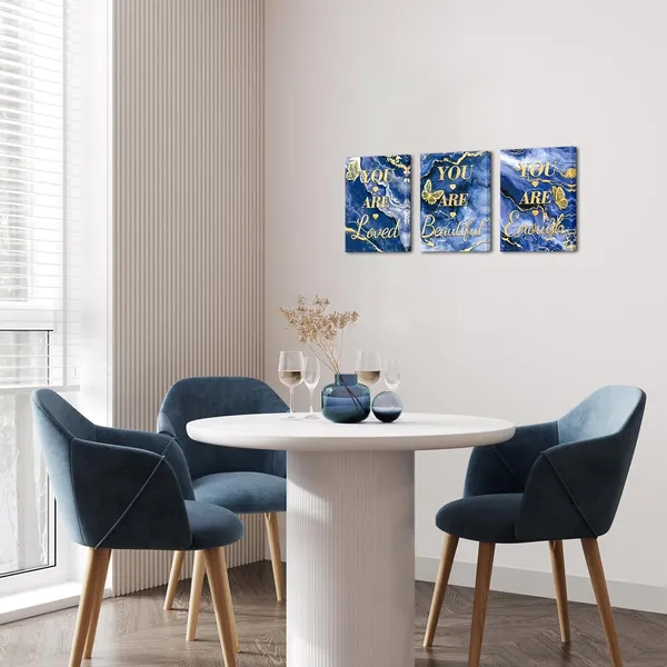 Multicolor_Inspirational_Wall_Art_You_Are_Loved_You_Are_Beautiful_You_Are_Enough_Word_Sign_|_For_Teen_Girl_Women_Bedroom_MotivationalPictures_Canvas_Prints_Blue_and_Gold_Decor_(Blue)