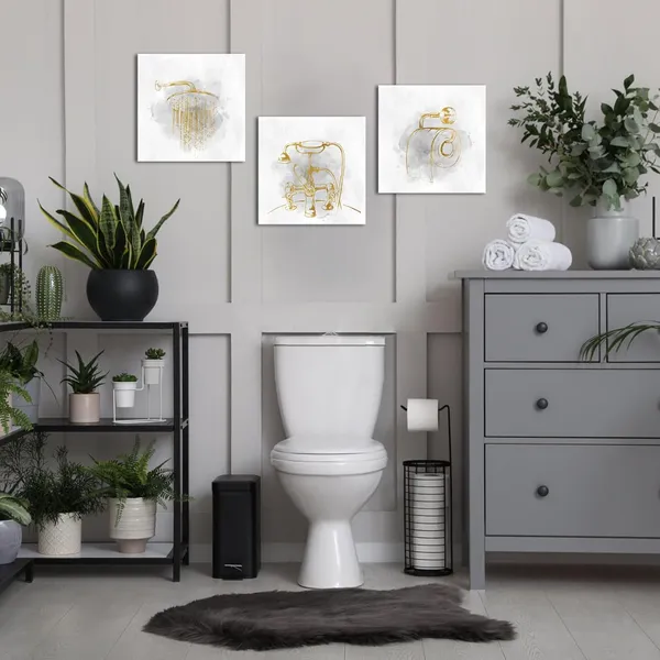 Gold_And_Grey_Gold_Bathroom_Wall_Art_Bathroom_Pictures_Gold_And_Grey_Bathroom_Wall_Decor,_Framed_Canvas_Prints_12X12Inchx3Pieces