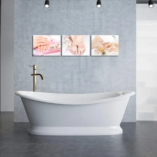 Multicolor_Beauty_Salon_Wall_Pictures_Nail_And_Flower_Manicure_Poster_Canvas_Prints_Framed_Gallery_Wrapped_12"X16"X3_Pieces