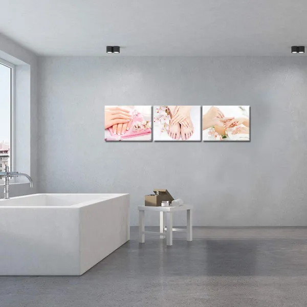 Multicolor_Beauty_Salon_Wall_Pictures_Nail_And_Flower_Manicure_Poster_Canvas_Prints_Framed_Gallery_Wrapped_12"X16"X3_Pieces
