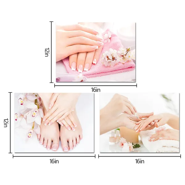Multicolor_Beauty_Salon_Wall_Pictures_Nail_And_Flower_Manicure_Poster_Canvas_Prints_Framed_Gallery_Wrapped_12"X16"X3_Pieces
