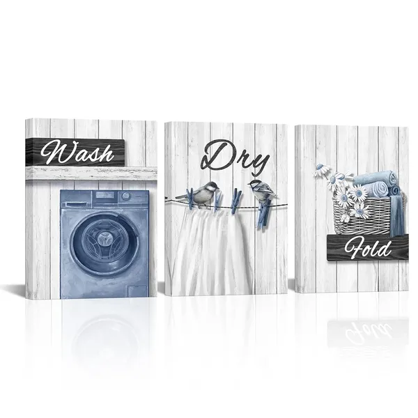 Blue_Laundry_Room_Decor_Pictures_Wash_Dry_Fold_Laundry_Decor_Signs_Laundry_Wall_Decor_Framed_Canvas_Wall_Art_12X16Inchx3_Piece_(Blue)
