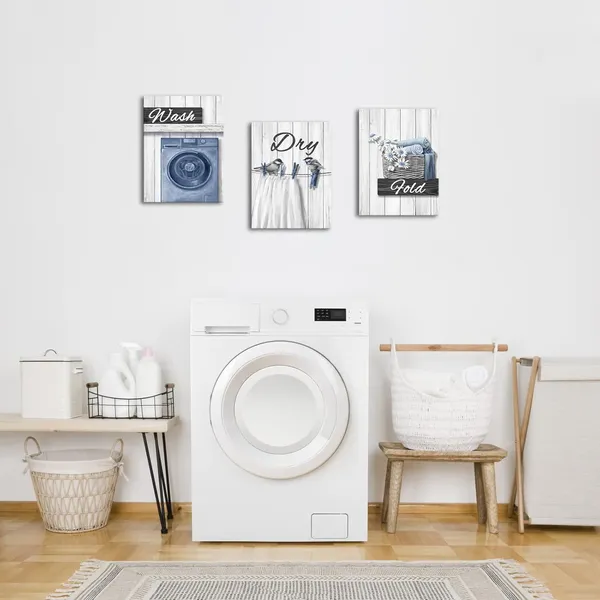 Blue_Laundry_Room_Decor_Pictures_Wash_Dry_Fold_Laundry_Decor_Signs_Laundry_Wall_Decor_Framed_Canvas_Wall_Art_12X16Inchx3_Piece_(Blue)