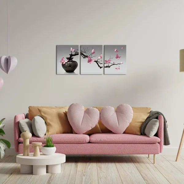 Pink_Bathroom_Pictures_Zen_Meditation_Wall_Art_Butterfly_Wall_Decor_Framed_Artwork_Farmhouse_Bedroom_Living_Room_Decor_12X16Inchx3Pieces_(Pink)