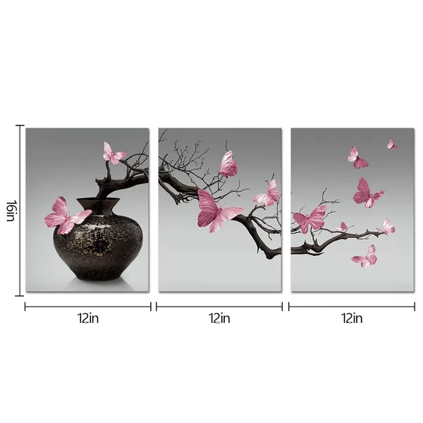 Pink_Bathroom_Pictures_Zen_Meditation_Wall_Art_Butterfly_Wall_Decor_Framed_Artwork_Farmhouse_Bedroom_Living_Room_Decor_12X16Inchx3Pieces_(Pink)