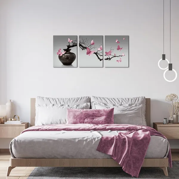 Pink_Bathroom_Pictures_Zen_Meditation_Wall_Art_Butterfly_Wall_Decor_Framed_Artwork_Farmhouse_Bedroom_Living_Room_Decor_12X16Inchx3Pieces_(Pink)
