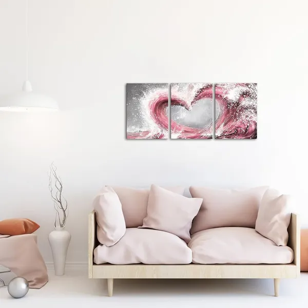 Pink_Bedroom_Wall_Art_Ocean_Wave_Painting_Love_Sign_Wall_Decor_Framed_Artwork_Bathroom_Bedroom_Living_Room_Decor_(Pink)