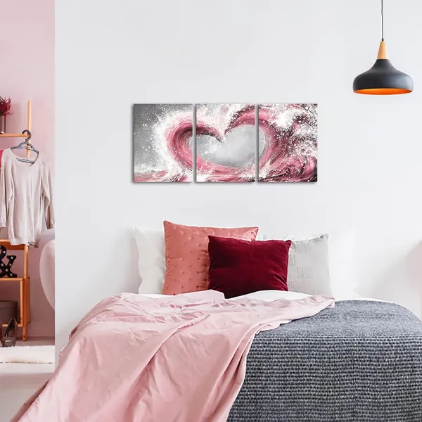 Pink_Bedroom_Wall_Art_Ocean_Wave_Painting_Love_Sign_Wall_Decor_Framed_Artwork_Bathroom_Bedroom_Living_Room_Decor_(Pink)