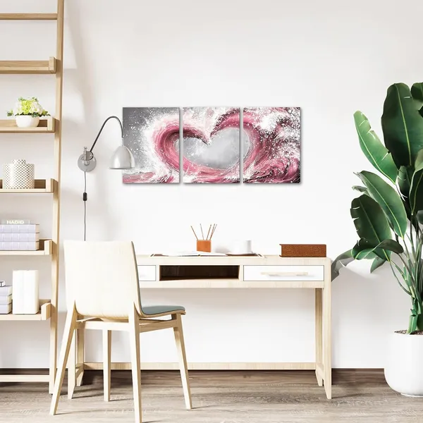 Pink_Bedroom_Wall_Art_Ocean_Wave_Painting_Love_Sign_Wall_Decor_Framed_Artwork_Bathroom_Bedroom_Living_Room_Decor_(Pink)