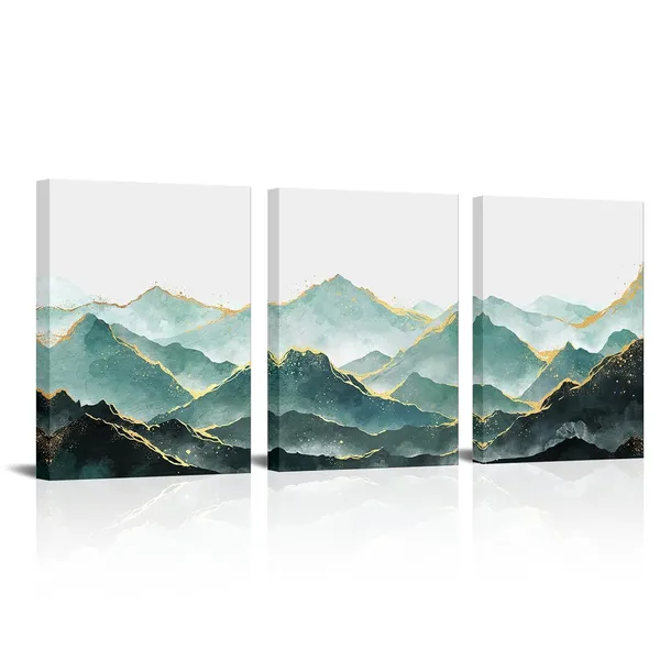 Green_Mountain_Wall_Decor_Foggy_Mountain_Painting_Boho_Wall_Art_Decor_|_For_Bedroom_Office_Living_Room_Apartment_Decor_12X16Inchx3Pieces_(Green)