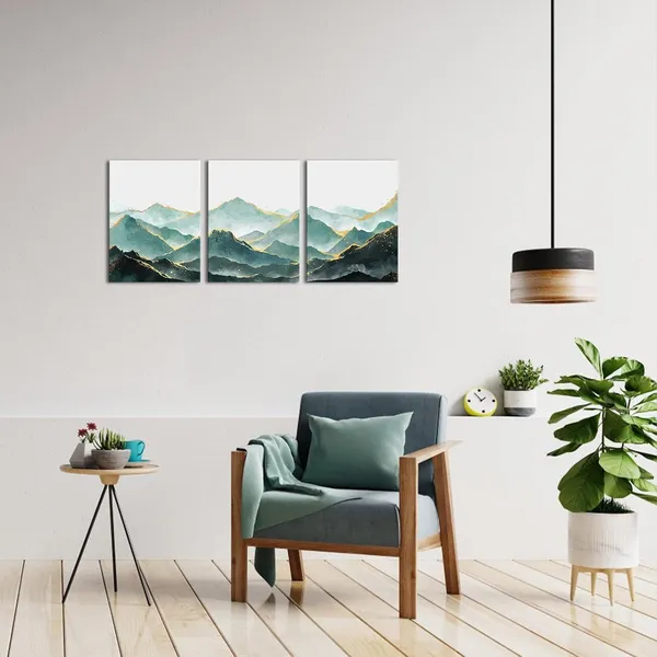 Green_Mountain_Wall_Decor_Foggy_Mountain_Painting_Boho_Wall_Art_Decor_|_For_Bedroom_Office_Living_Room_Apartment_Decor_12X16Inchx3Pieces_(Green)