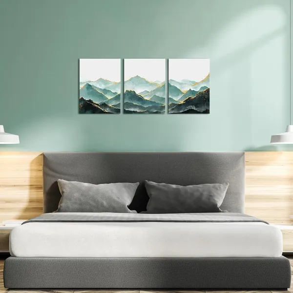 Green_Mountain_Wall_Decor_Foggy_Mountain_Painting_Boho_Wall_Art_Decor_|_For_Bedroom_Office_Living_Room_Apartment_Decor_12X16Inchx3Pieces_(Green)
