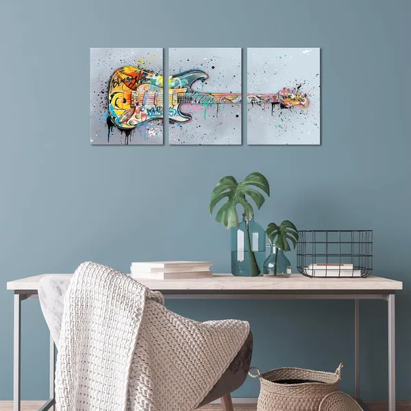 Grey_Music_Wall_Art_Guitar_Painting_Canvas_Prints_Music_Wall_Decor_Framed_Artwork_|_For_Music_Studio_Decor_(12Inchx16Inchx3Pieces)