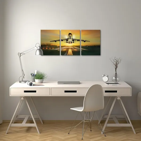 Yellow_Airplane_Art_Wall_Decor_Aviation_Decor_Pictures_Framed_Artwork_Boys_Bedroom_Decor_12X16Inch_X_3Pieces