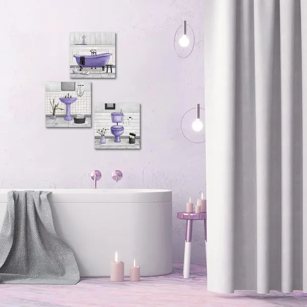 Purple_Bathroom_Wall_Art_Bath_Tub_Painting_Picture_Bathroom_Wall_Decor_Framed_Ready_To_Hang_12X12Inchx3_Purple