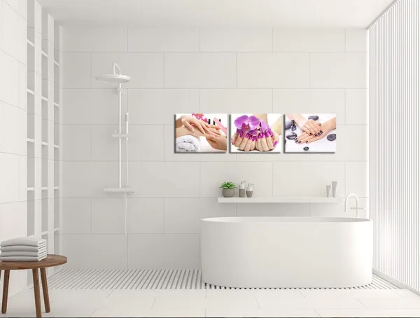 Multicolor_Canvas_Prints_Manicure_Nail-Painting_With_Orchid_Flower_Canvas_Prints_Framed_Beauty_Salon_Decor_12"X16"X3_Panels
