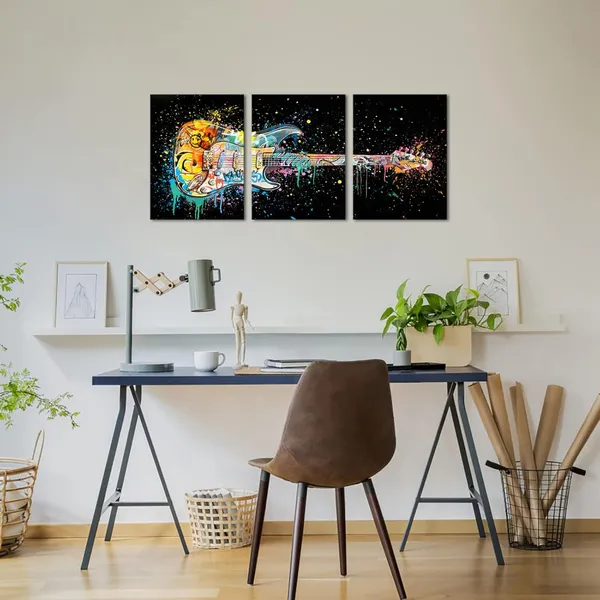 Black_Music_Room_Decor_Graffiti_Wall_Art_Guitar_Painting_Music_Wall_Art_Framed_Canvas_Artwork_|_For_Walls_12Inchx16Inchx3Piece_(Black,_Horizontal)