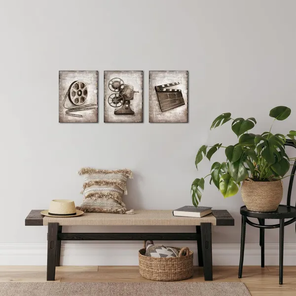Yellow_Grey_Wall_Decor_Movie_Theater_Home_Cinema_Movie_Room_Media_Room_Decor_Canvas_Art_Print_Gallery_Wrap_(12"X16"X3_Panels)