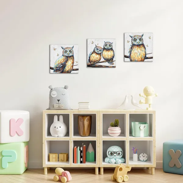Grey_Farmhouse_Wall_Decor_Owl_Wall_Art_Farm_Animal_Picture_Framed_Canvas_Print_12X12Inchx3Pieces