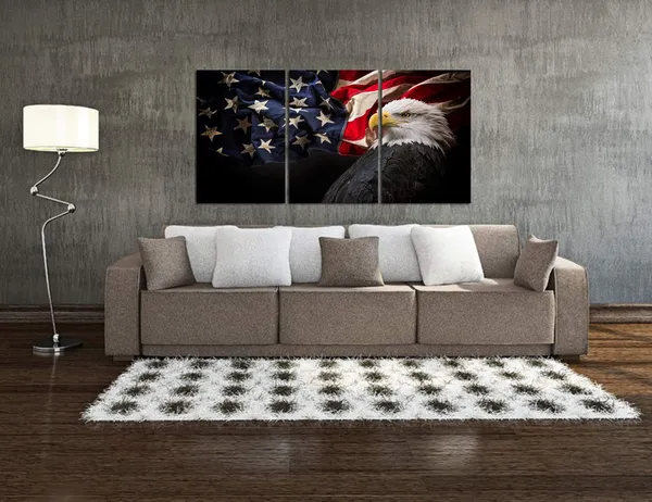 Multicolor_American_Flag_With_Bald_Eagle_Hawk_Canvas_Painting_Patriotic_Theme_Decor_Pictures_Prints_Framed_Artwork_Living_Room_Office_Wall_Decor_16X24_X3_Panels