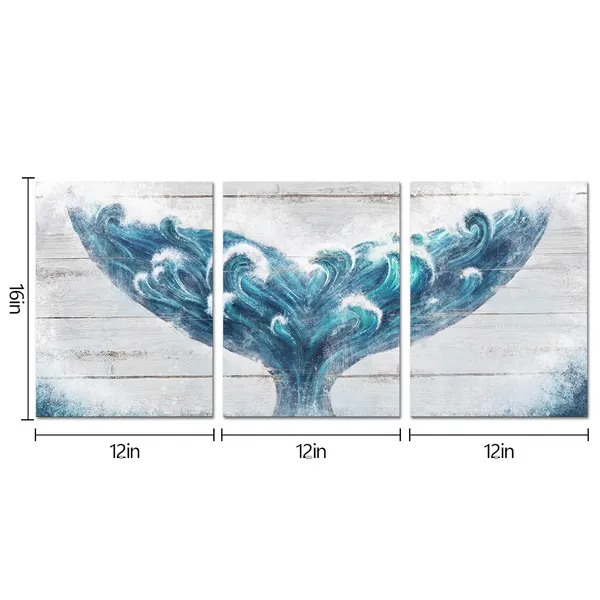 Blue_Mermaid_Decor_|_For_Girls_Room_Blue_Fish_Tail_Painting_Nautical_Bathroom_Decor_Framed_12X16Inchx3_Pieces
