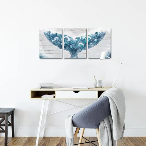 Blue_Mermaid_Decor_|_For_Girls_Room_Blue_Fish_Tail_Painting_Nautical_Bathroom_Decor_Framed_12X16Inchx3_Pieces