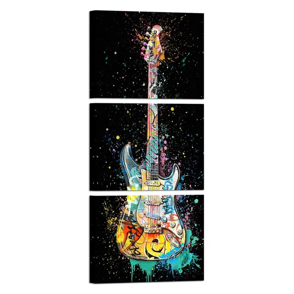 Black_Music_Room_Decor_Graffiti_Wall_Art_Guitar_Painting_Music_Wall_Art_Framed_Canvas_Artwork_|_For_Walls_12Inchx16Inchx3Piece_(Black,_Vertical)