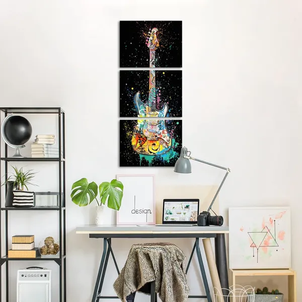 Black_Music_Room_Decor_Graffiti_Wall_Art_Guitar_Painting_Music_Wall_Art_Framed_Canvas_Artwork_|_For_Walls_12Inchx16Inchx3Piece_(Black,_Vertical)