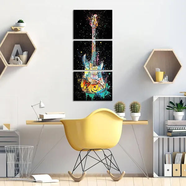 Black_Music_Room_Decor_Graffiti_Wall_Art_Guitar_Painting_Music_Wall_Art_Framed_Canvas_Artwork_|_For_Walls_12Inchx16Inchx3Piece_(Black,_Vertical)