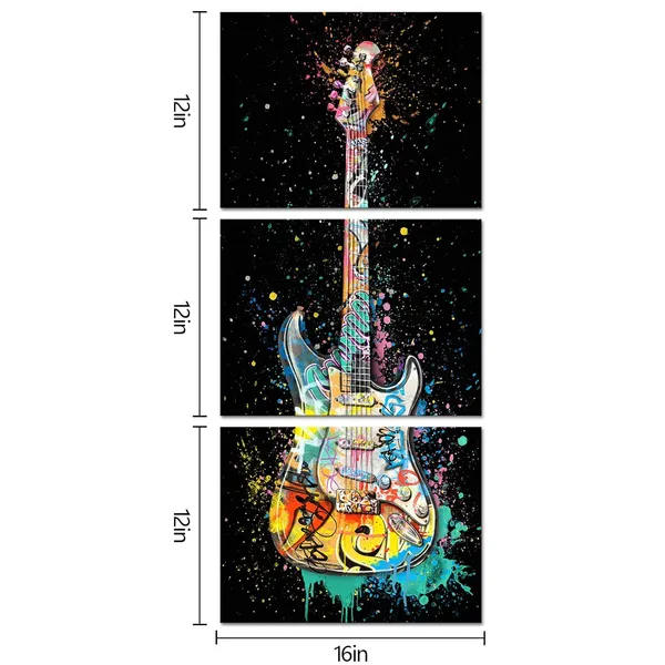 Black_Music_Room_Decor_Graffiti_Wall_Art_Guitar_Painting_Music_Wall_Art_Framed_Canvas_Artwork_|_For_Walls_12Inchx16Inchx3Piece_(Black,_Vertical)