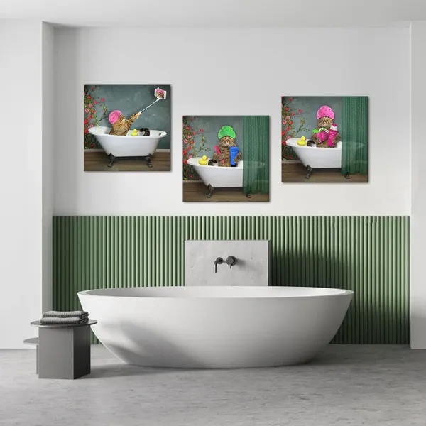 Multicolor_Canvas_Wall_Art_Animals_Funny_Kitten_Cat_Bathing_Bathroom_Decor_Artworks_Pictures_Art_Print_Modern_Home_Decorations_Stretched_And_Framed_Cat_Lover_Present