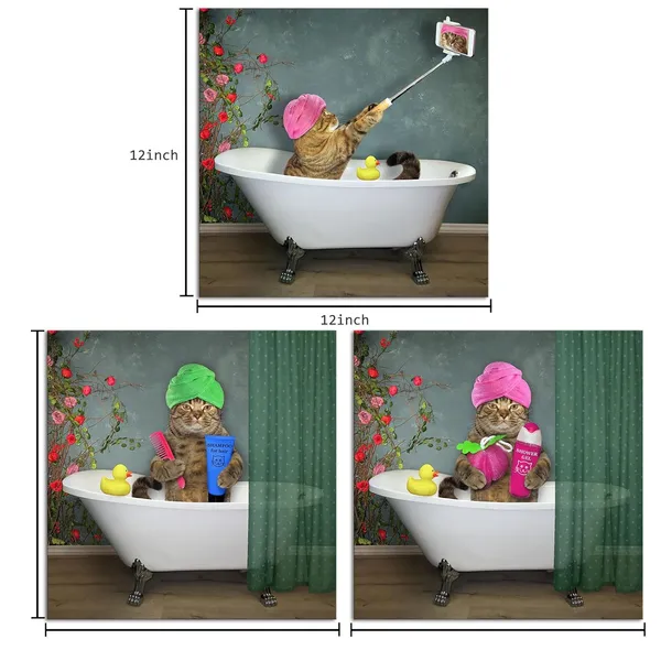 Multicolor_Canvas_Wall_Art_Animals_Funny_Kitten_Cat_Bathing_Bathroom_Decor_Artworks_Pictures_Art_Print_Modern_Home_Decorations_Stretched_And_Framed_Cat_Lover_Present