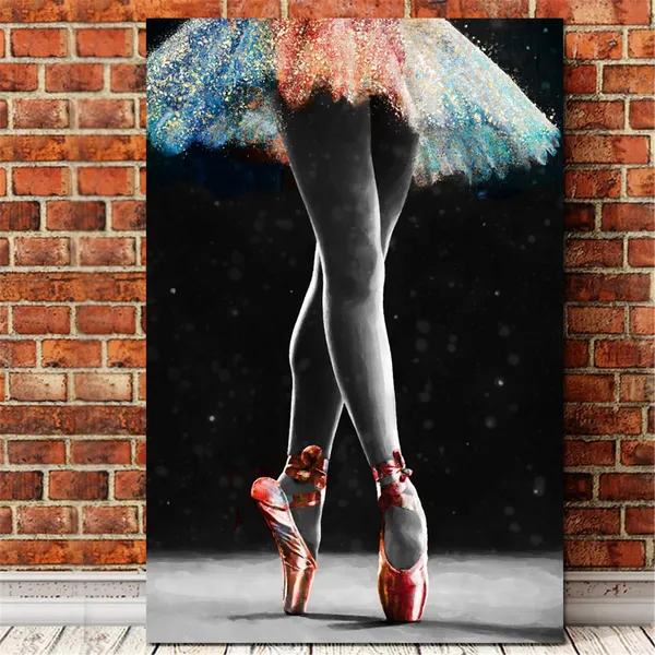 Multicolor_Dancing_Wall_Art_Ballet_Dancer_Ballerina_Girl_With_Colorful_Tutu_Painting_Modern_Picture_Prints_On_Canvas_Gallery_Wrapped_Framed_Ready_To_Hang_16"X24"_(Small)