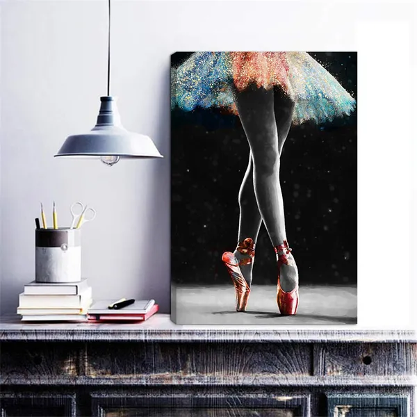 Multicolor_Dancing_Wall_Art_Ballet_Dancer_Ballerina_Girl_With_Colorful_Tutu_Painting_Modern_Picture_Prints_On_Canvas_Gallery_Wrapped_Framed_Ready_To_Hang_16"X24"_(Small)
