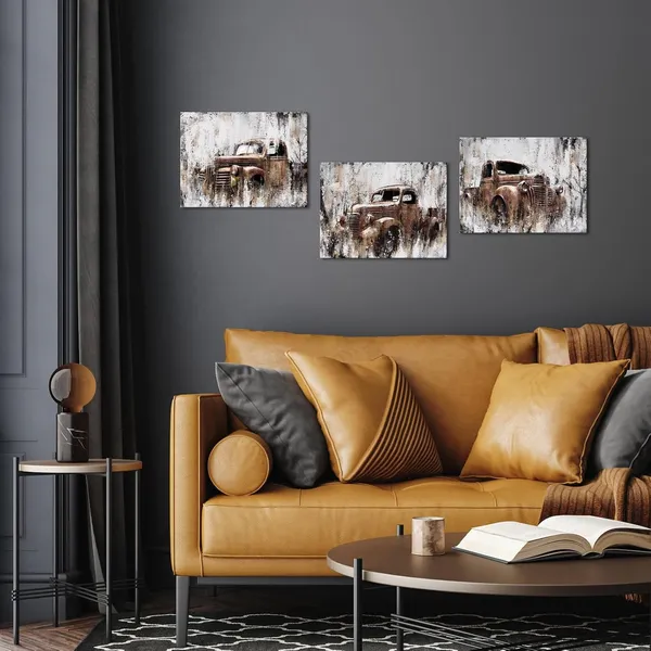 Rusty_Brown_Rustic_Truck_Canvas_Wall_Art_Old_Car_Pictures_Farmhouse_Living_Room_Wall_Decor_Country_Style_Artwork_Framed_Posters_Paintings_(Rusty_Brown)