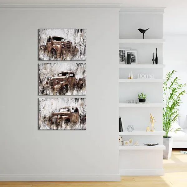 Rusty_Brown_Rustic_Truck_Wall_Art_Retro_Car_Decor_Pictures_Farmhouse_Living_Room_Decor_Country_Style_Paintings_|_For_Wall_Decorations_Framed_Ready_To_Hang_(Large)_(Rusty_Brown)