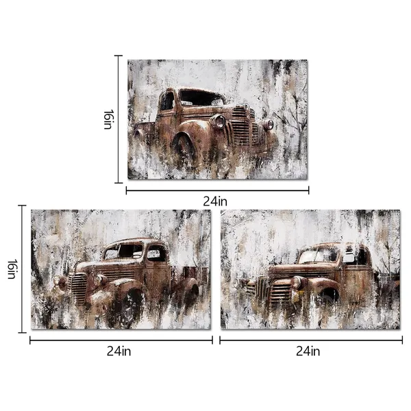 Rusty_Brown_Rustic_Truck_Wall_Art_Retro_Car_Decor_Pictures_Farmhouse_Living_Room_Decor_Country_Style_Paintings_|_For_Wall_Decorations_Framed_Ready_To_Hang_(Large)_(Rusty_Brown)