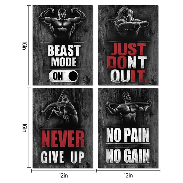 Multicolor_Canvas_Prints_Motivational_Quotes_Gym_Wall_Art_Bodybuilding_Posters_Sports_Artwork_Framed_Stretched_Ready_To_Hang_12"X16"X4