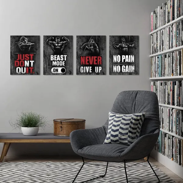 Multicolor_Canvas_Prints_Motivational_Quotes_Gym_Wall_Art_Bodybuilding_Posters_Sports_Artwork_Framed_Stretched_Ready_To_Hang_12"X16"X4