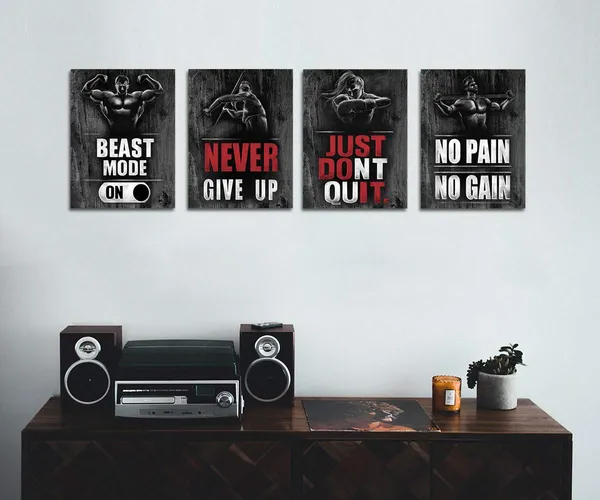 Multicolor_Canvas_Prints_Motivational_Quotes_Gym_Wall_Art_Bodybuilding_Posters_Sports_Artwork_Framed_Stretched_Ready_To_Hang_12"X16"X4