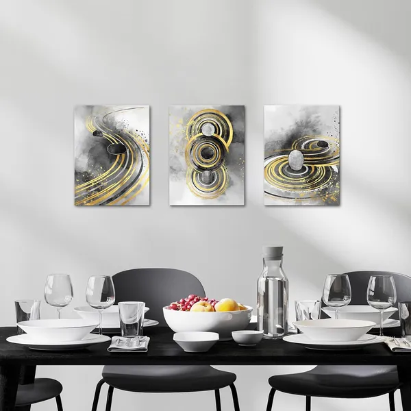 Gold_And_Grey_Zen_Wall_Art_Gold_And_Grey_Stones_Painting_Zen_Room_Decor,_Framed_Artwork_12X16Inchx3Pieces