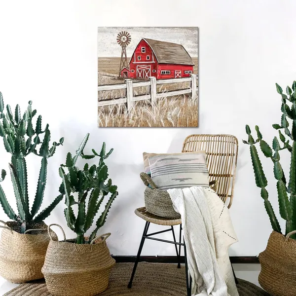 Multicolor_Rustic_Farmhouse_Wall_Art_Old_Barn_Painting_Framed_Canvas_Print_Windmill_Wall_Decor_Living_Room_Bedroom_Wall_Decor